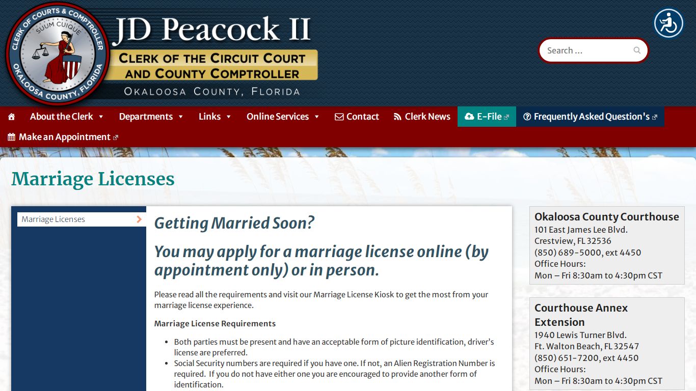 Marriage Licenses - Okaloosa County